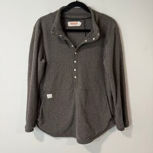 Deso Women's Genevieve Pullover Fleece Swatshirt Half Snap Brown Large